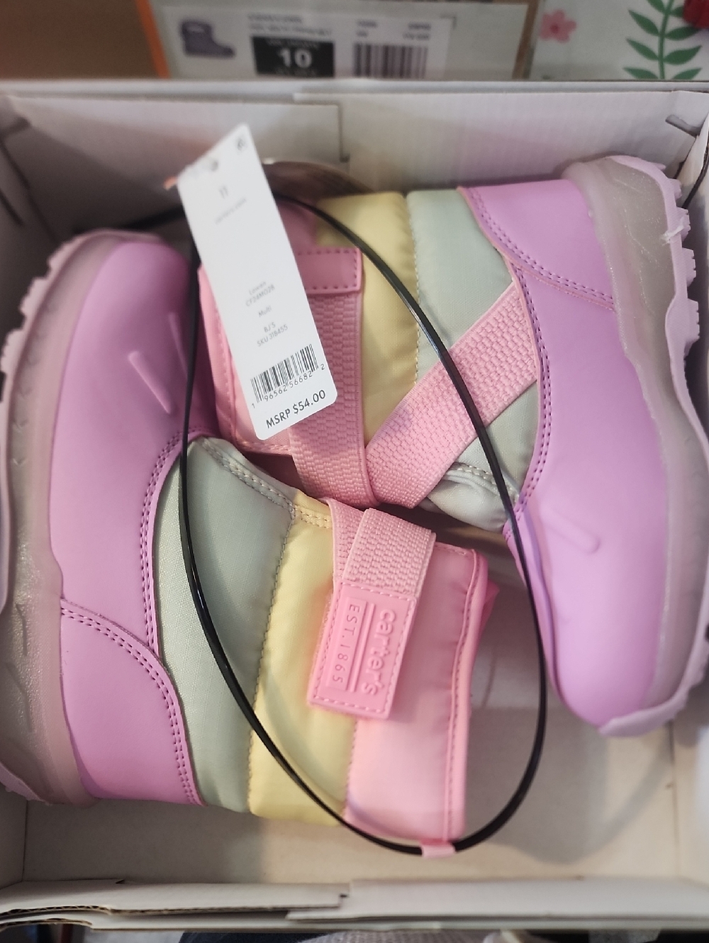 Nwt Sz 11M Carter's Pink & Pastel Multi-Color Kids Light-up Snow Boots